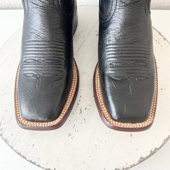 Rod Patrick Womens Cowboy Boots 9B Black Smooth Ostrich Western Square Toe - Picture 6 of 10